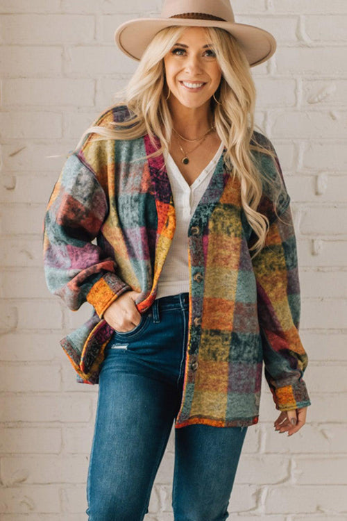 Sweetest Layer Colorful Plaid Long Sleeve Shacket