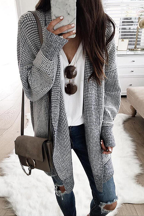 My Treasure Check OL Knit Cardigan