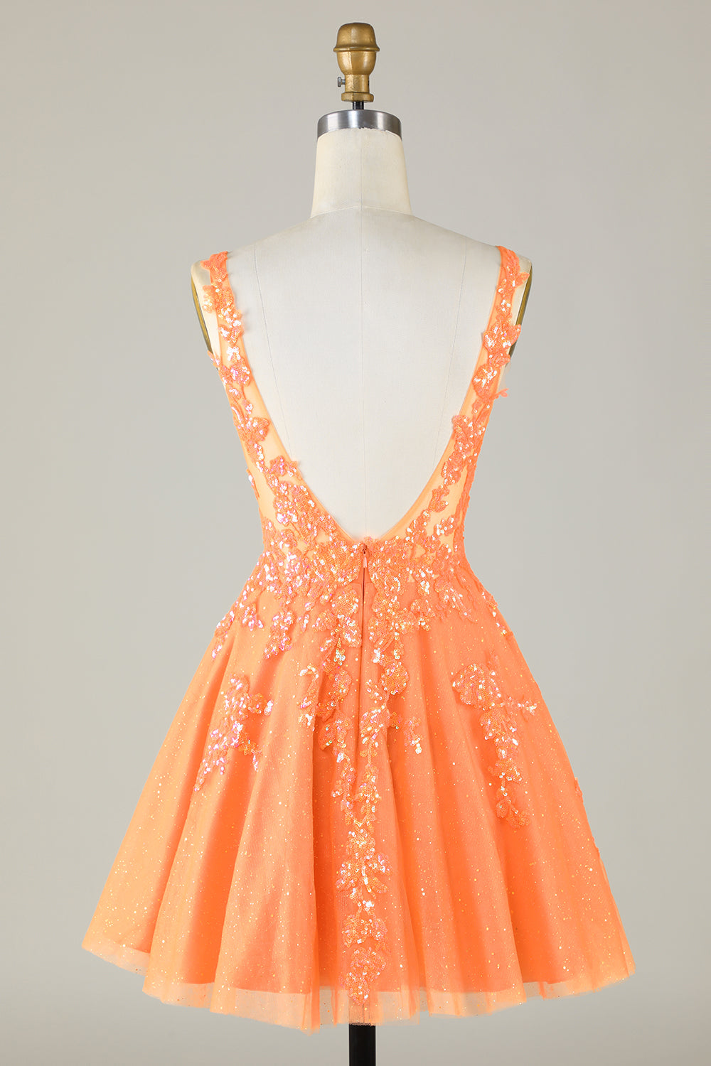 Orange Homecoming Dress A Line Glitter Prom Dress with Sequin