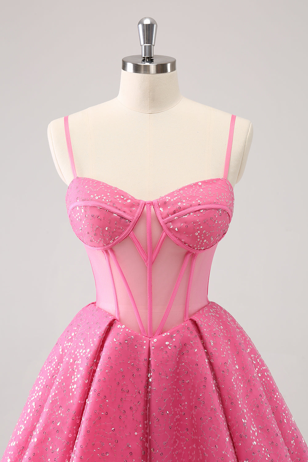 Pink Homecoming Dress A Line Sequin Corset Short Prom Dress