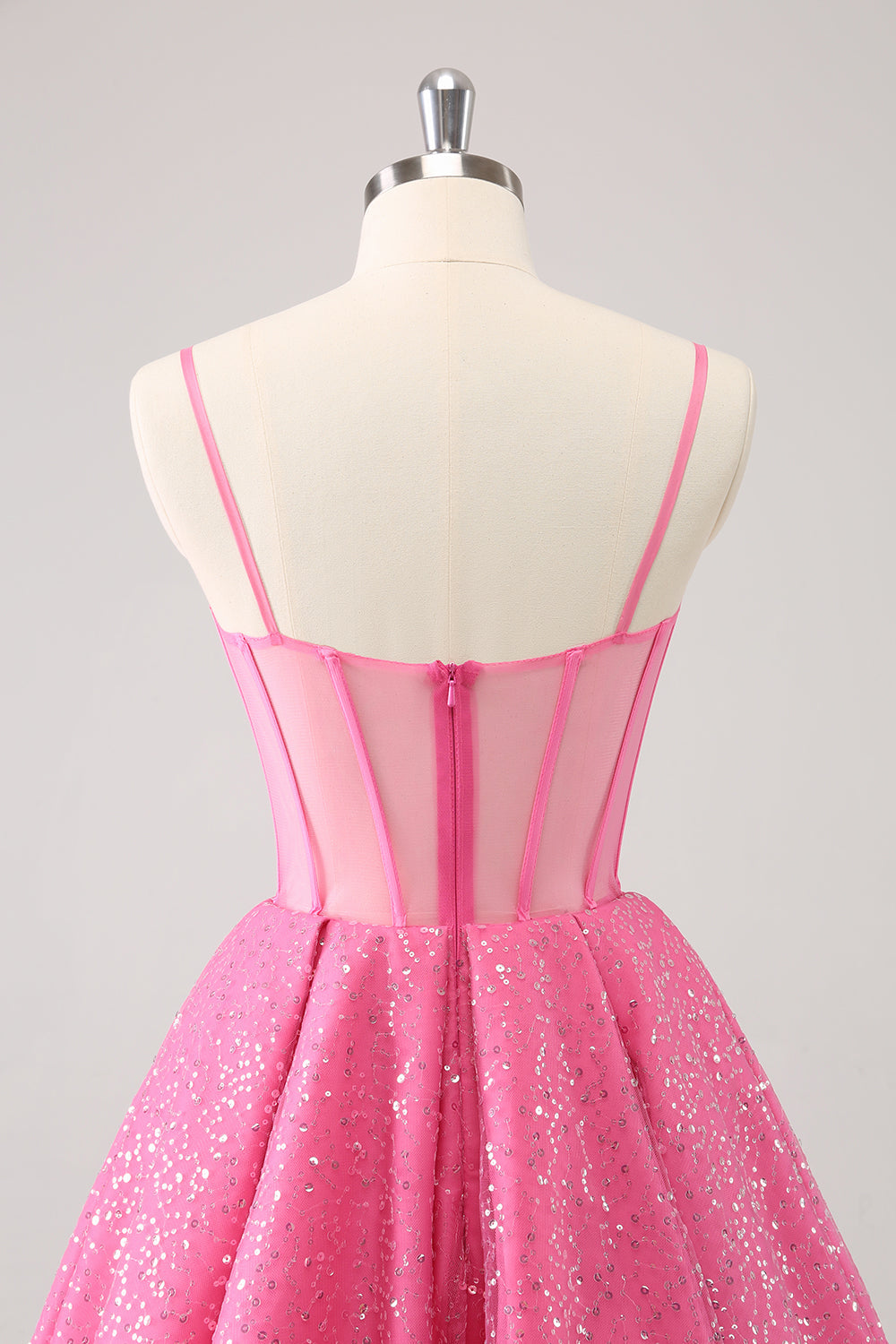 Pink Homecoming Dress A Line Sequin Corset Short Prom Dress