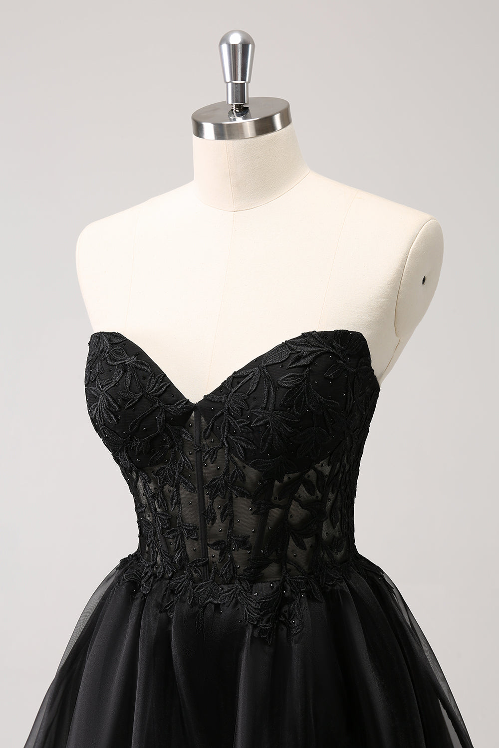 Black Homecoming Dress Strapless Corset A Line Tiered Short Prom Dress