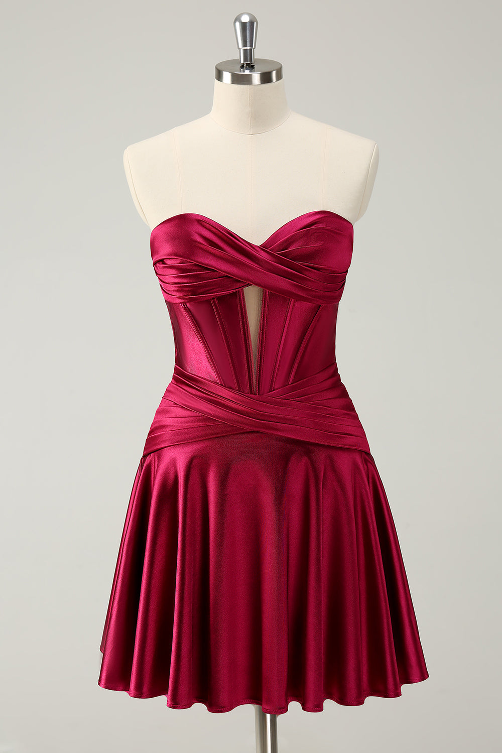 Fuchsia Homecoming Dress Strapless Corset A Line Short Prom Dress