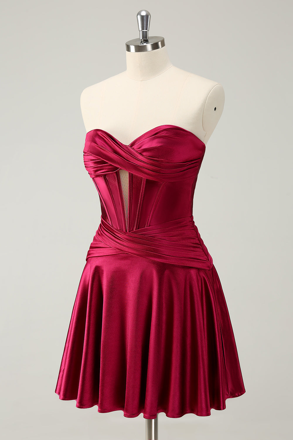 Fuchsia Homecoming Dress Strapless Corset A Line Short Prom Dress