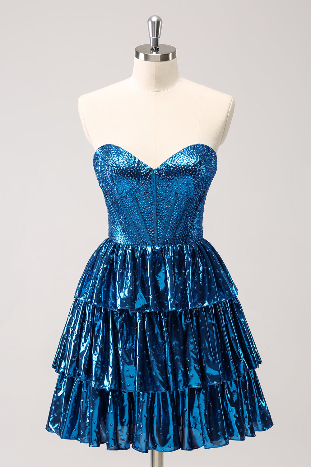 Peacock Blue Homecoming Dress Sweetheart Ruffled Short Prom Dress