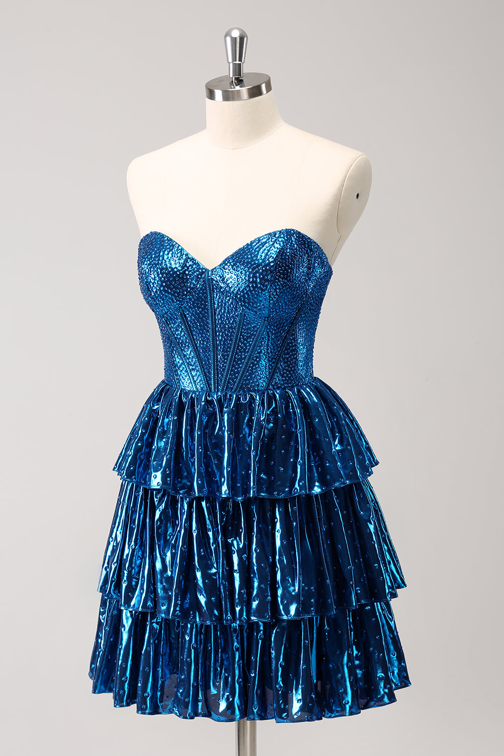 Peacock Blue Homecoming Dress Sweetheart Ruffled Short Prom Dress