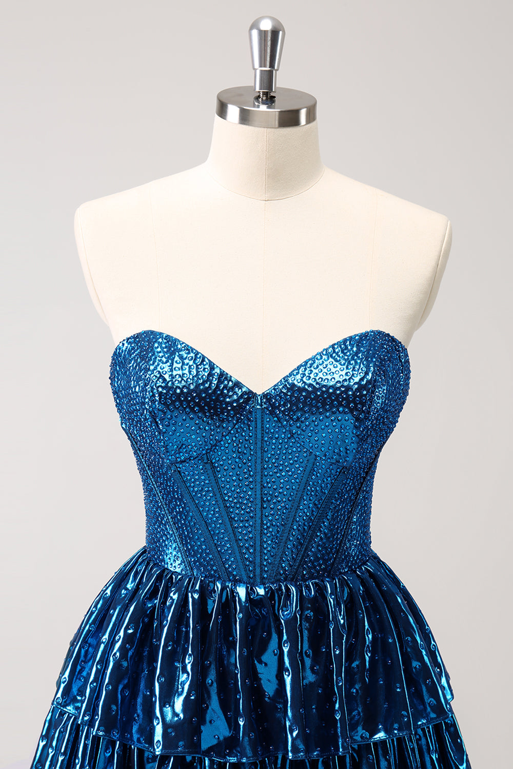 Peacock Blue Homecoming Dress Strapless Corset A Line Short Prom Dress