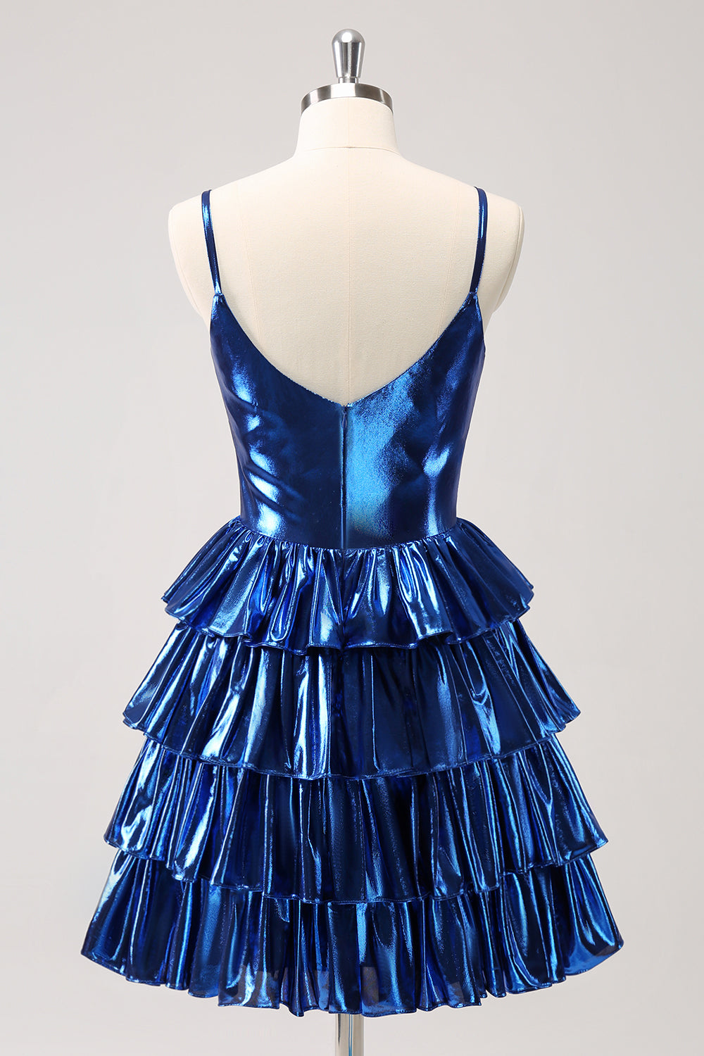 Cute Ink Blue Homecoming Dress Tiered A Line Short Prom Dress