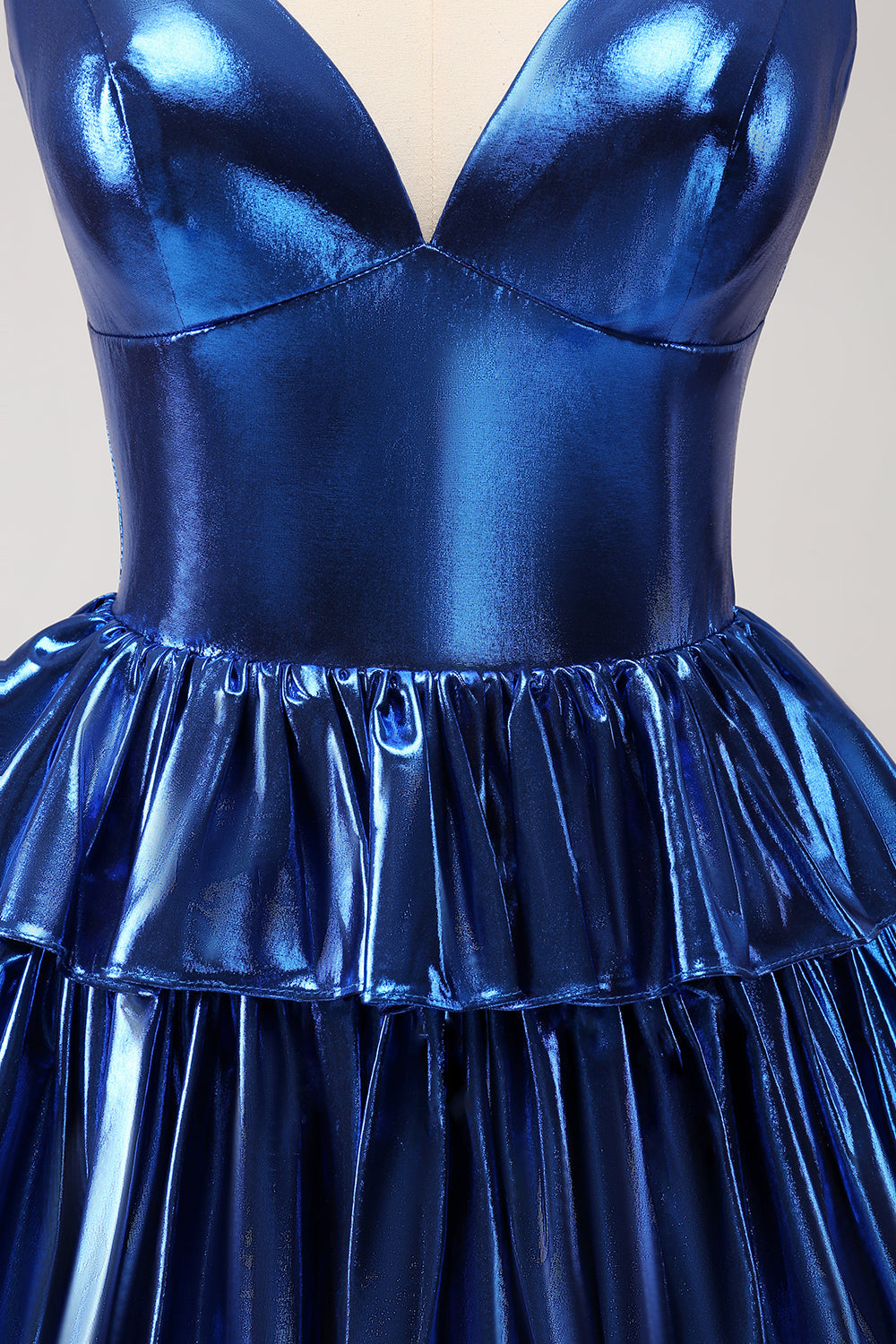 Cute Ink Blue Homecoming Dress Tiered A Line Short Prom Dress