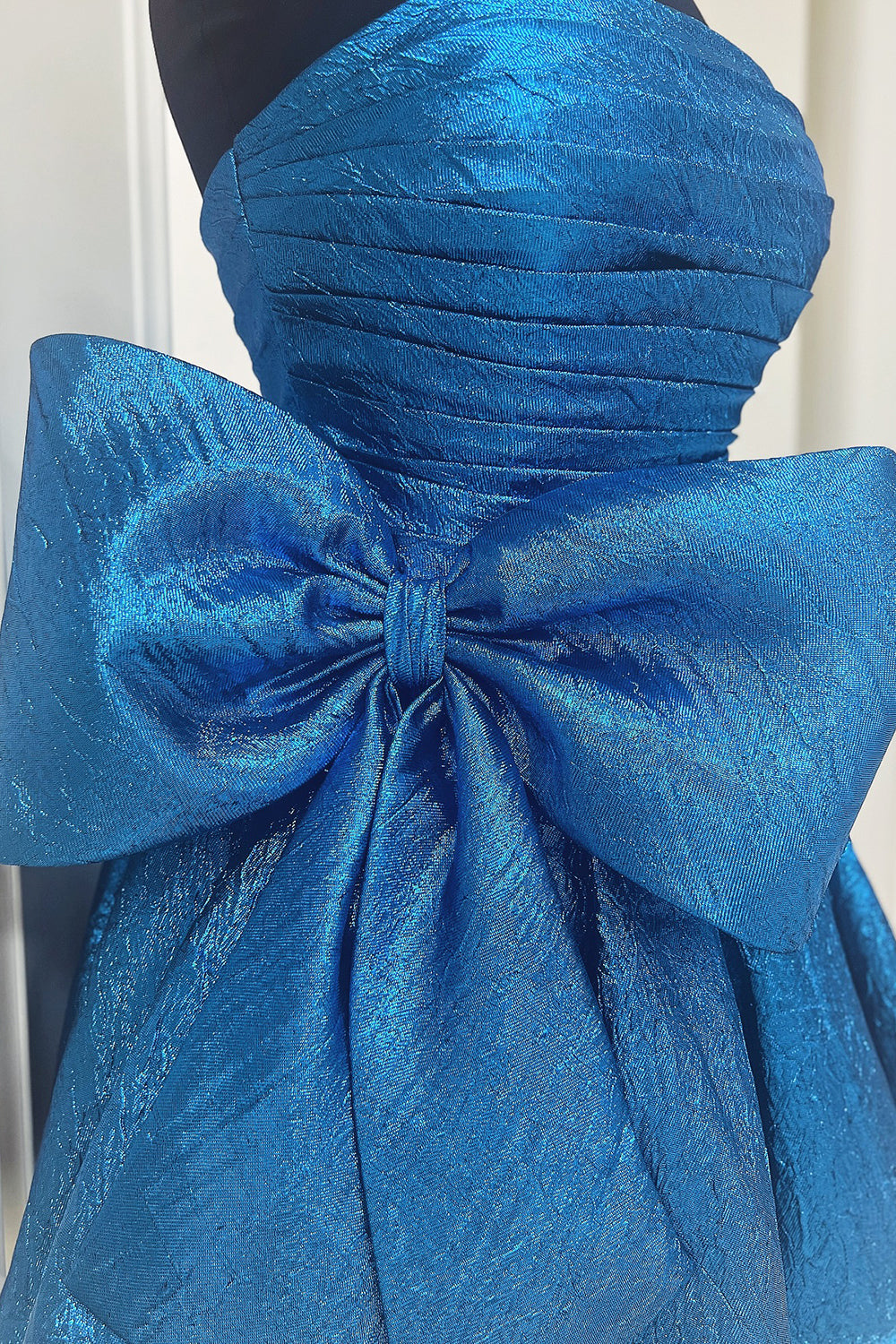 Blue Homecoming Dress Strapless Corset A Line Short Prom Dress With Bow