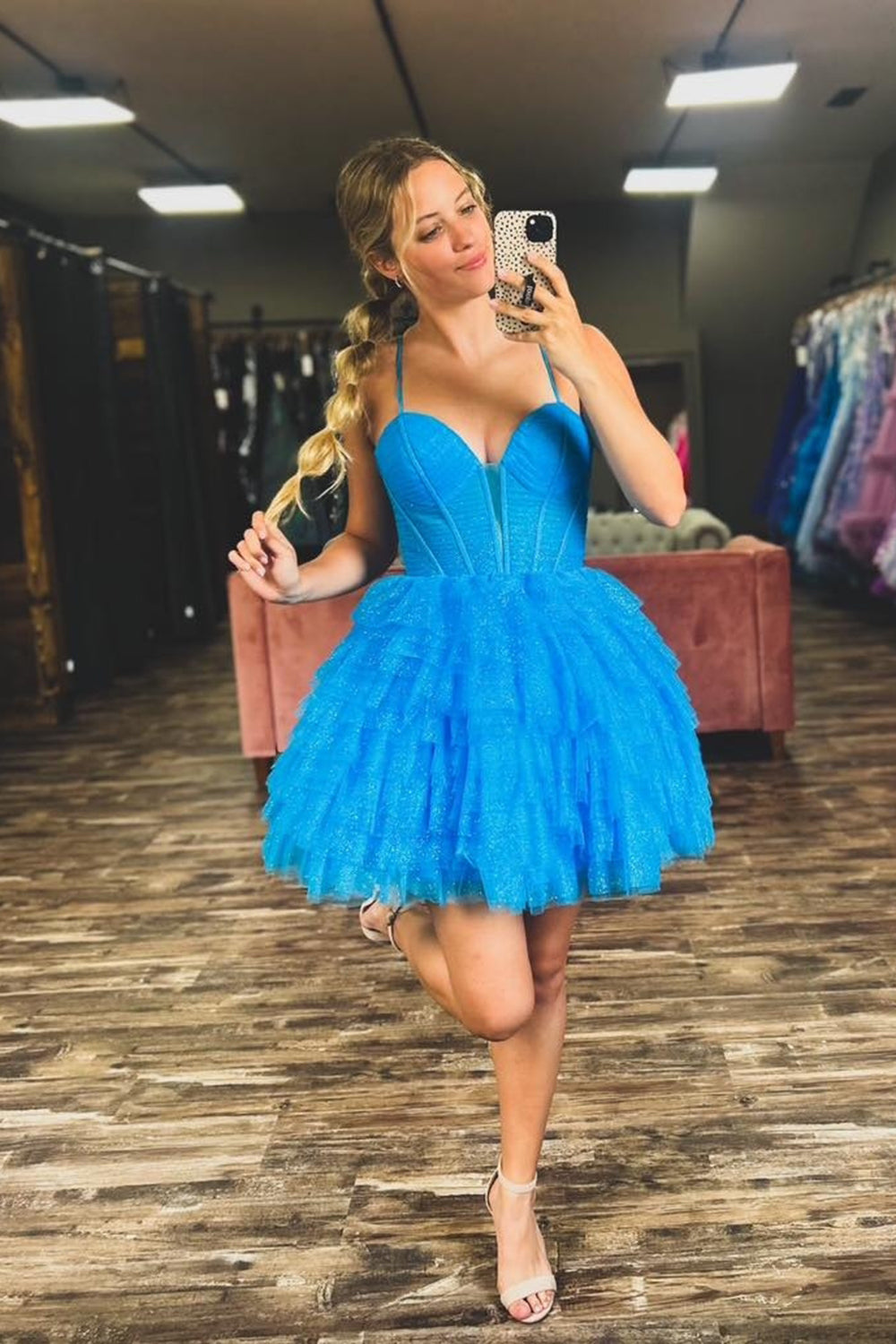 Blue Homecoming Dress A Line Corset Short Prom Dress