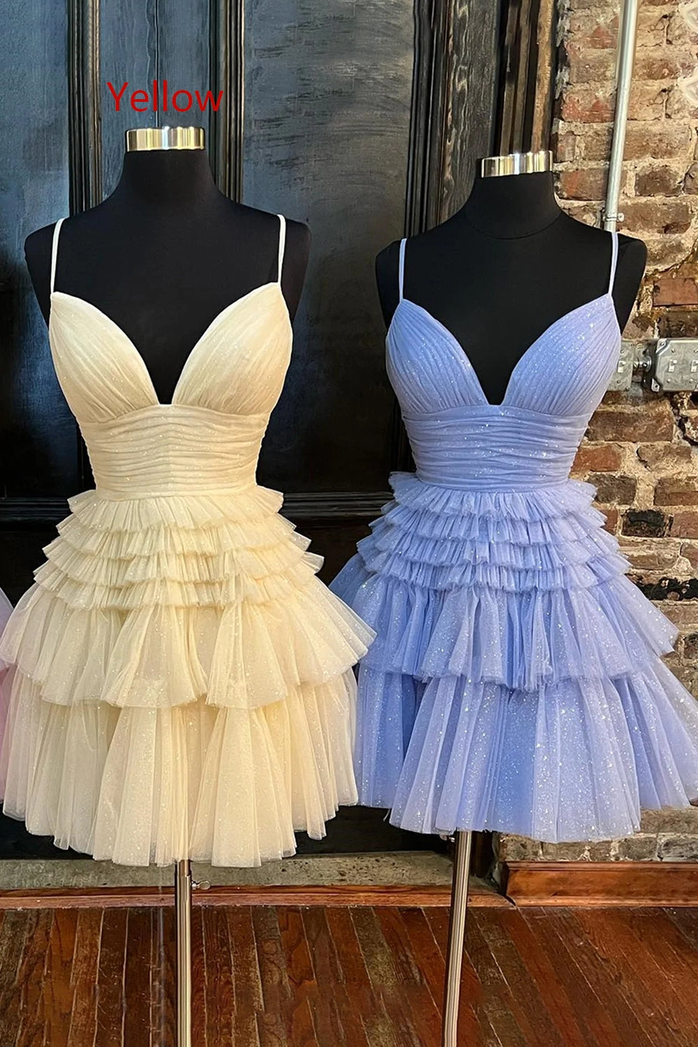 Light Blue Homecoming Dress A-Line Tulle Tiered Short Prom Dress