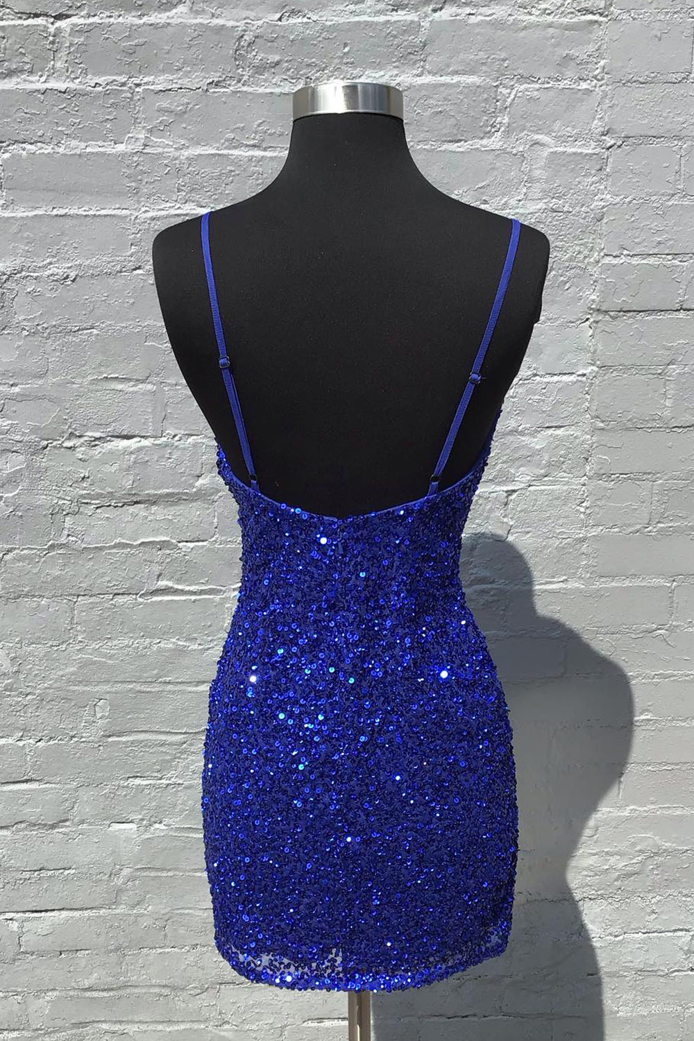 Royal Blue Homecoming Dress Ruched Tight Short Sequin Prom Dress