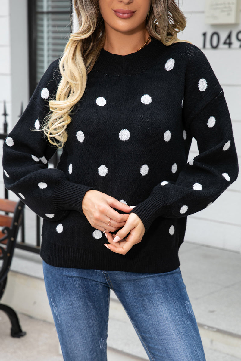 Polka Dot Knit Pullover Sweater