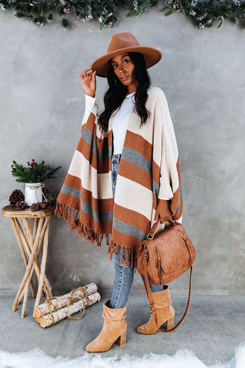 Weekend Chiller Striped Tassel Knit Cardigan - 2 Colors