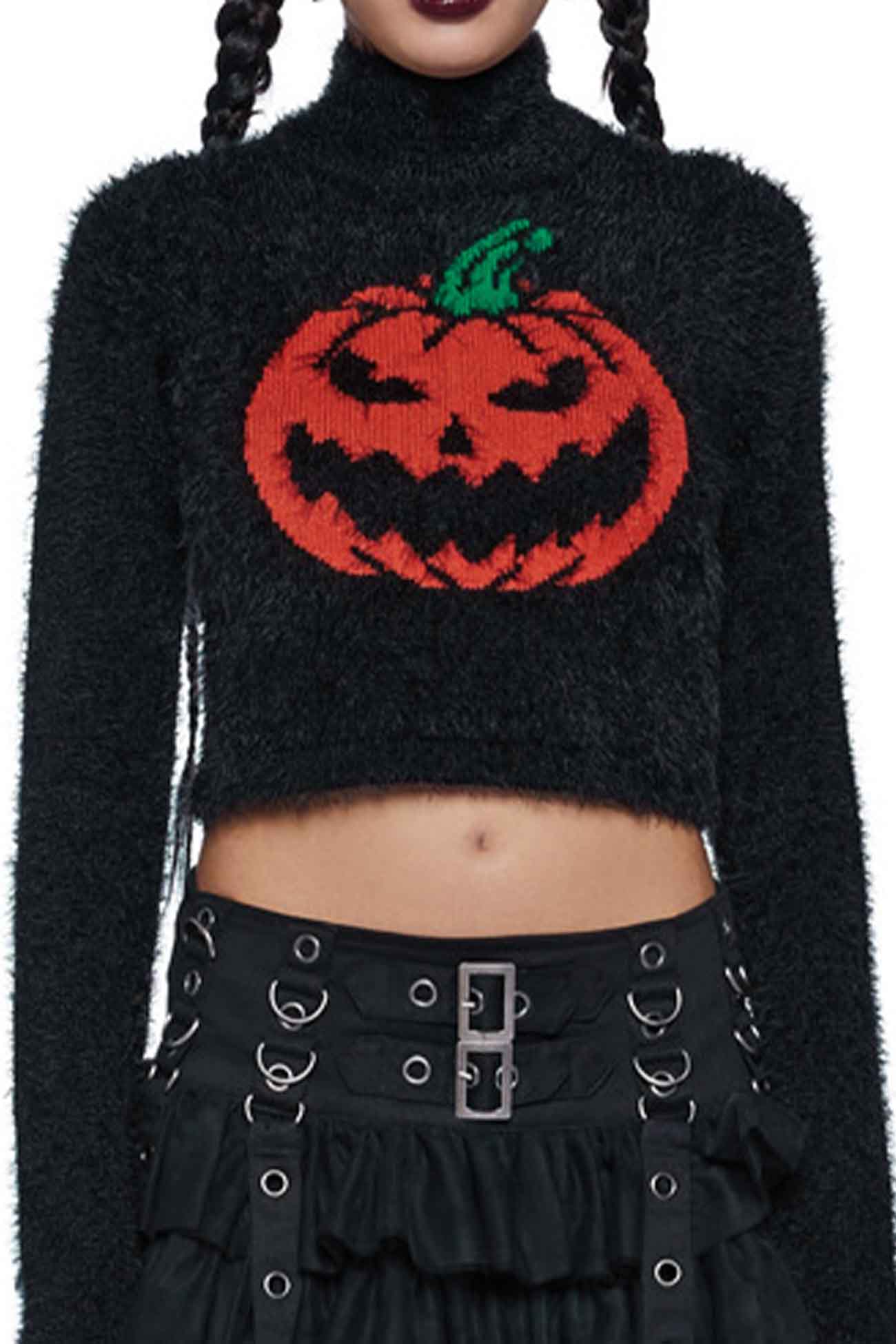 Pumpkin Half Turtleneck Long Sleeve Sweater