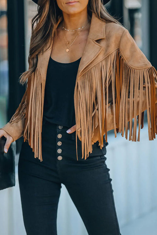 At Your Best Tassel Fringe Faux Suede Shacket - 7 Colors