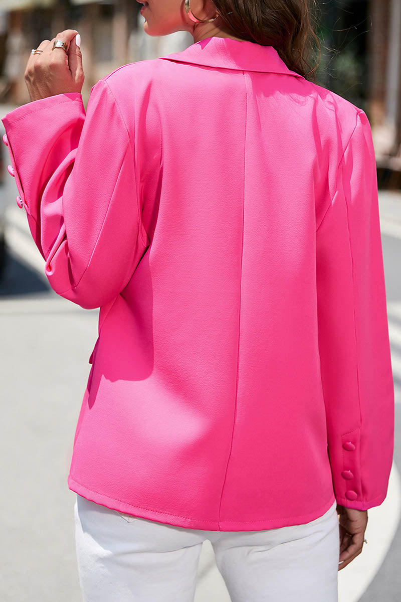 Solid Color Lapel Long Sleeve Suit Blazer Jacket