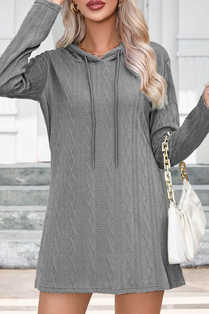 Knitted Long Sleeved Hoodie Dress