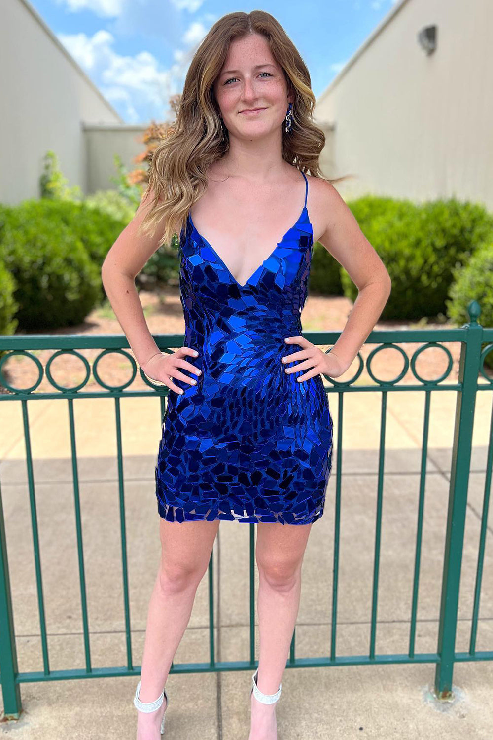 Royal Blue Homecoming Dress Sequined Tight Short Prom Dress