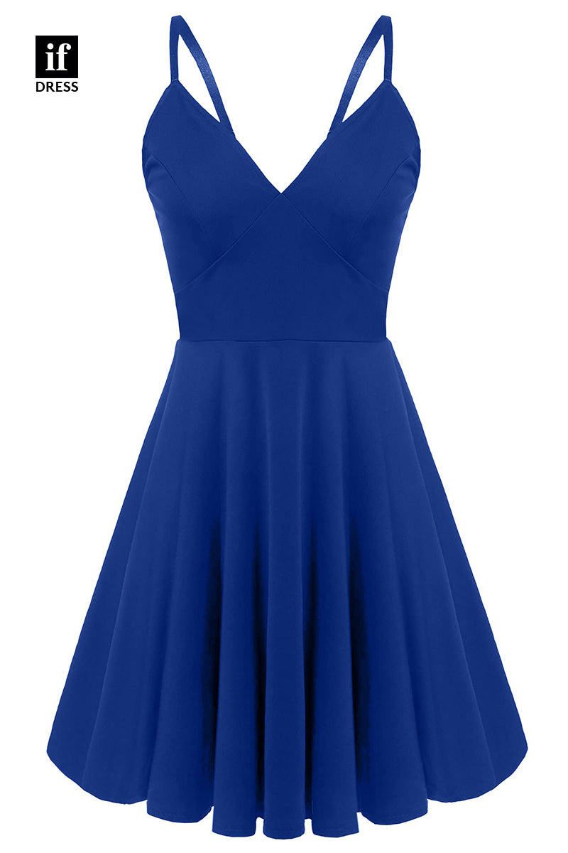 F1537 - Simple A-Line V-Neck Satin Short Cocktail Homecoming Party Dress