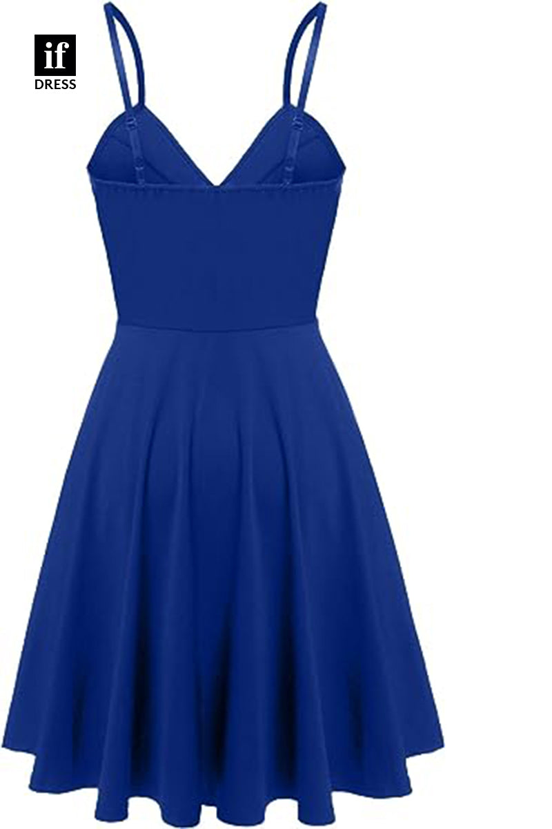 F1537 - Simple A-Line V-Neck Satin Short Cocktail Homecoming Party Dress