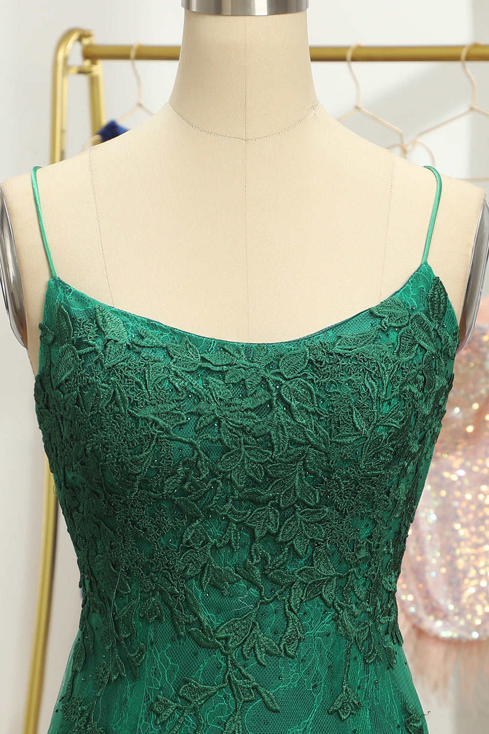 Green Homecoming Dress Lace Tight Prom Dress