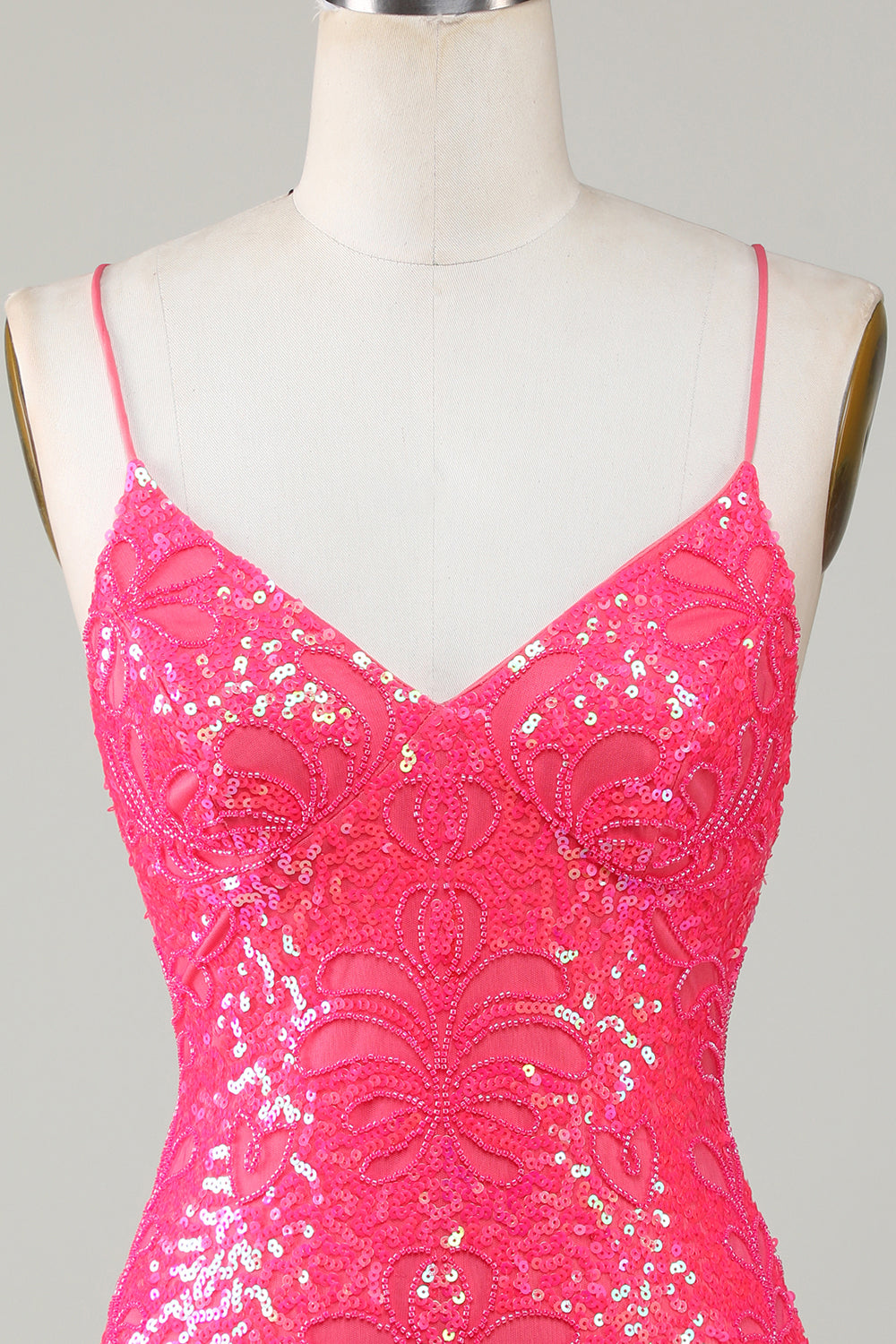 Pink Homecoming Dress Beaded Sequin Tight Short Prom Dress