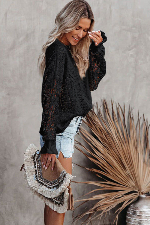 Get The Look Lace Hollow-Out Knit Sweater