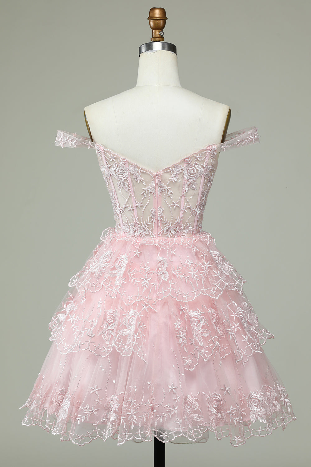 Pink Homecoming Dress Corset A-Line Short Prom Dress with Lace