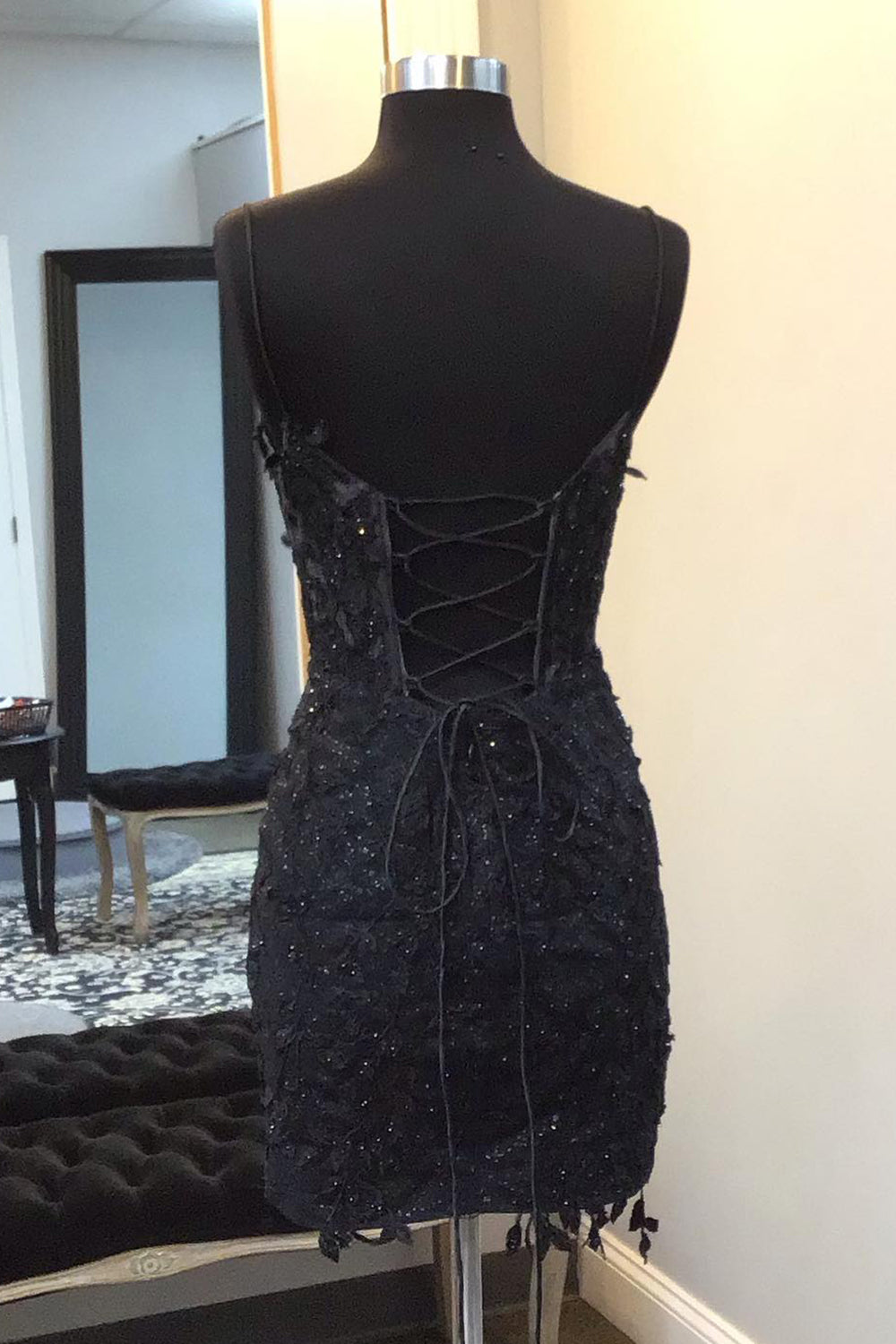 Black Homecoming Dress Corset Lace Tight Short Prom Dress