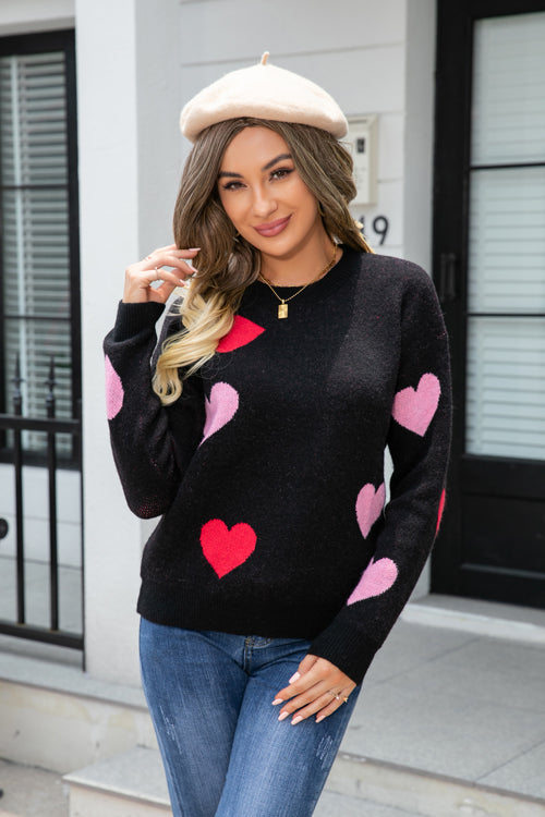 Just Believe Heart Long Sleeve Knit Sweater - 2 Colors