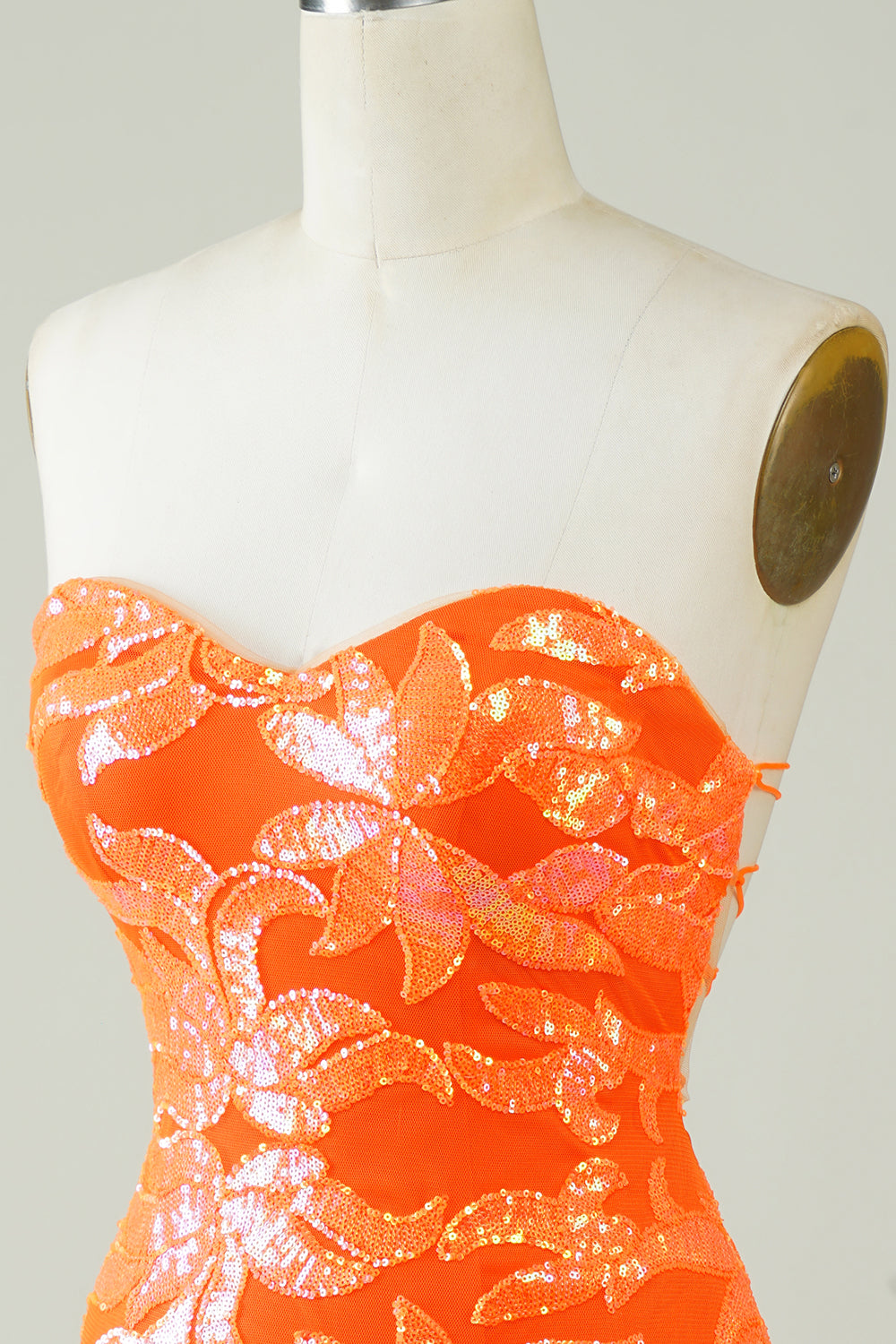 Strapless Orange Homecoming Dress Tight Prom Dress