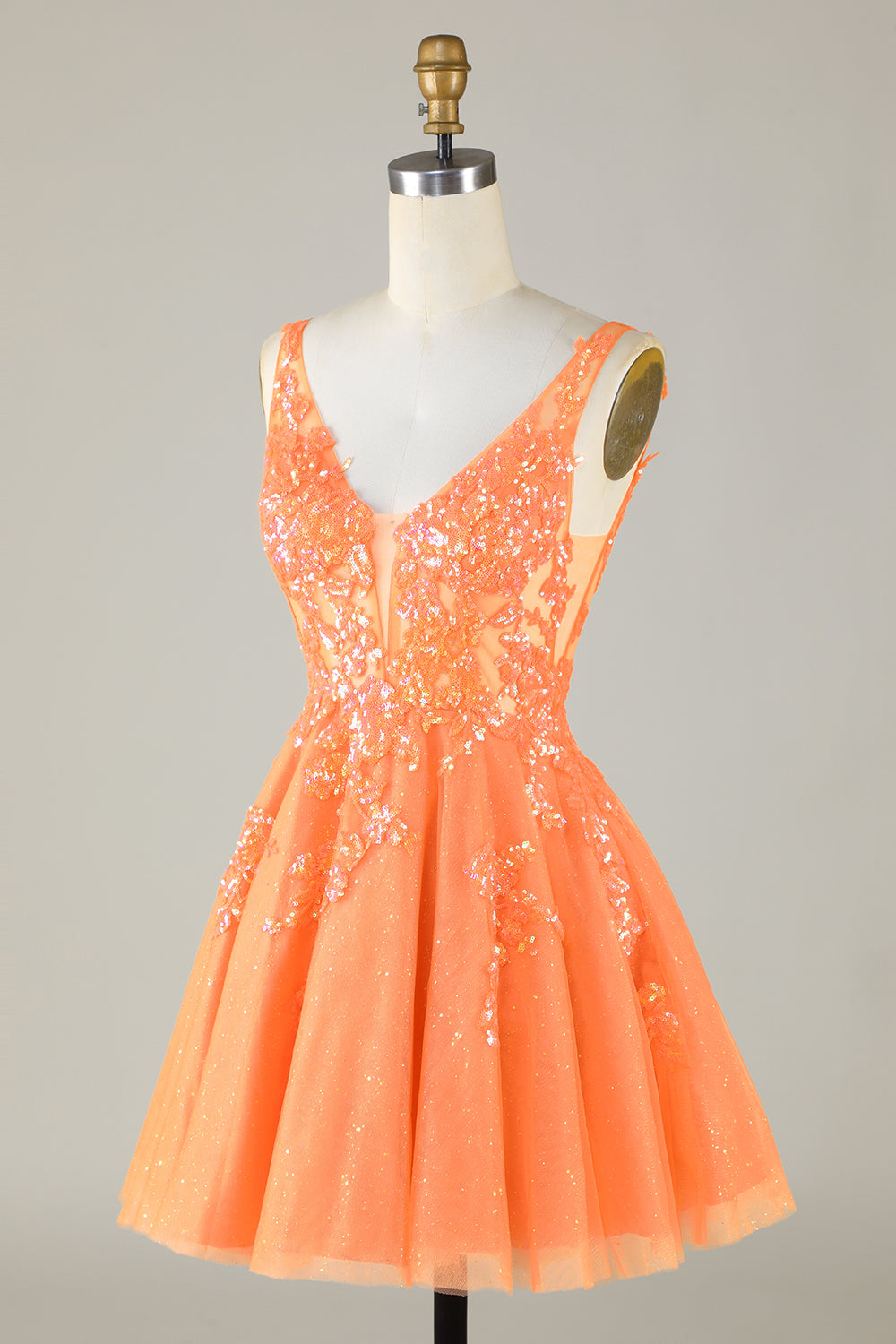 Orange Homecoming Dress A Line Glitter Prom Dress with Sequin