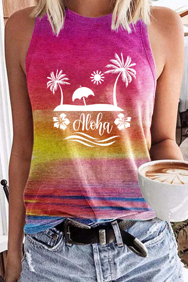 Coconut Print Casual Tank Top