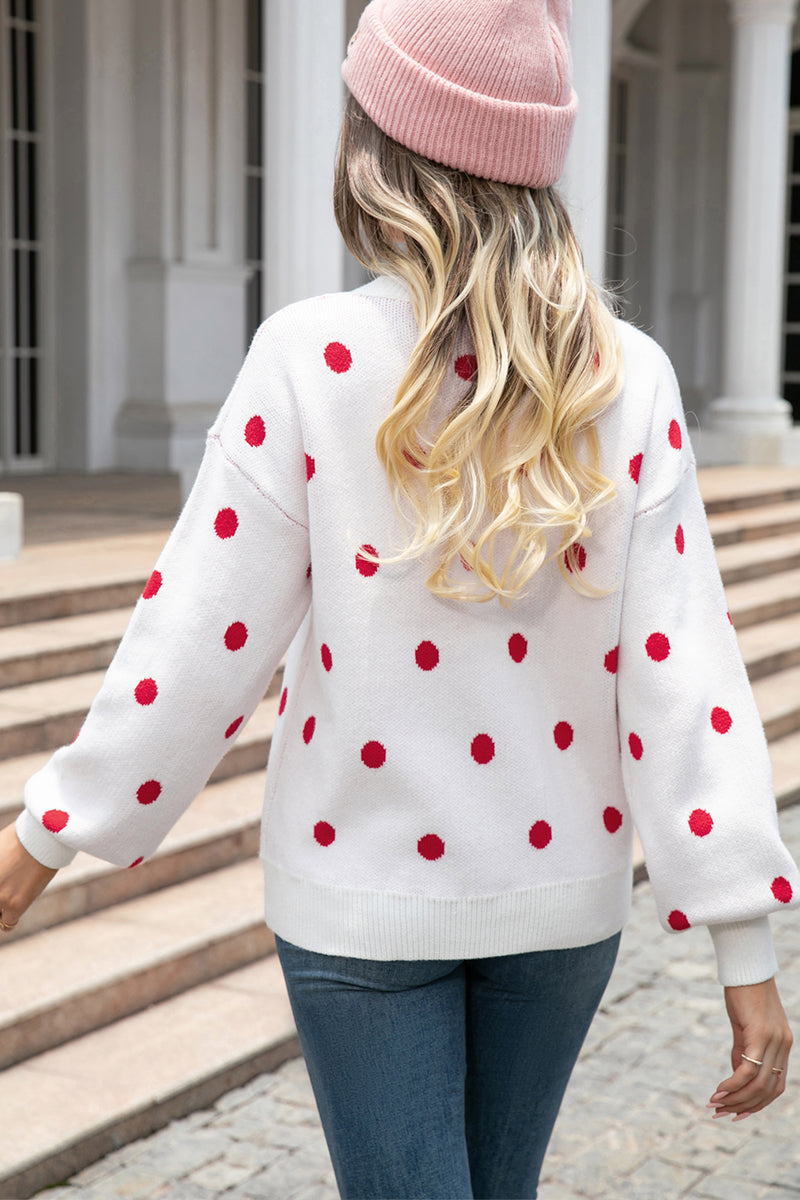 Polka Dot Knit Pullover Sweater