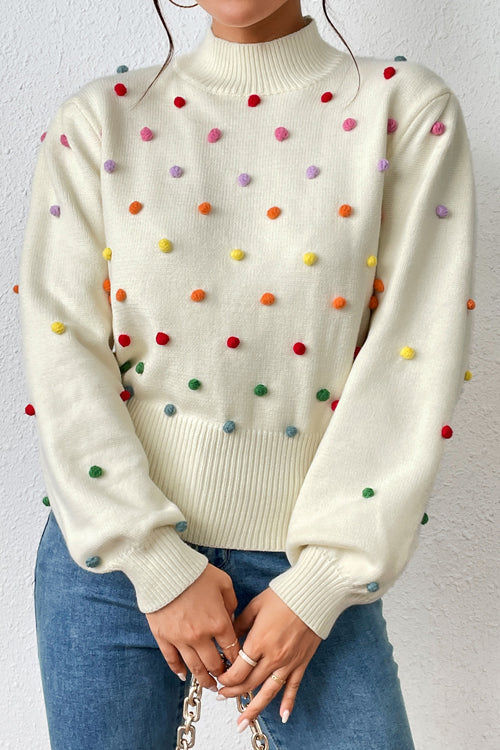 Endlessly Cozy Colorful Dots Long Sleeve Sweater - 5 Colors