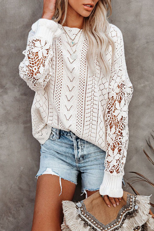 Get The Look Lace Hollow-Out Knit Sweater