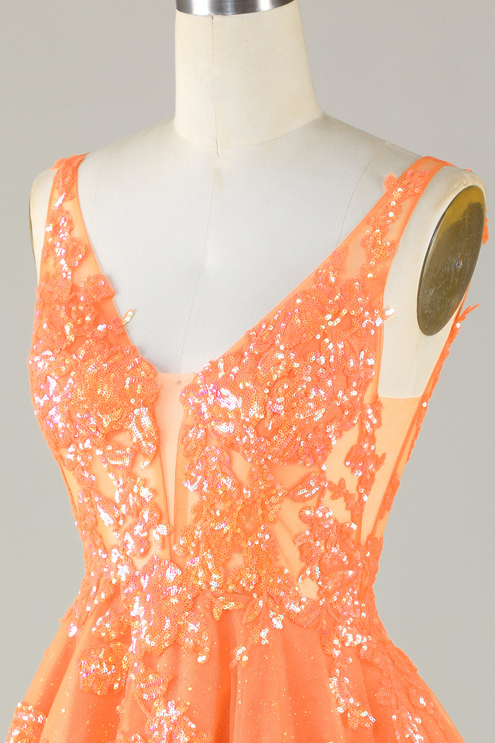 Orange Homecoming Dress A Line Glitter Prom Dress with Sequin