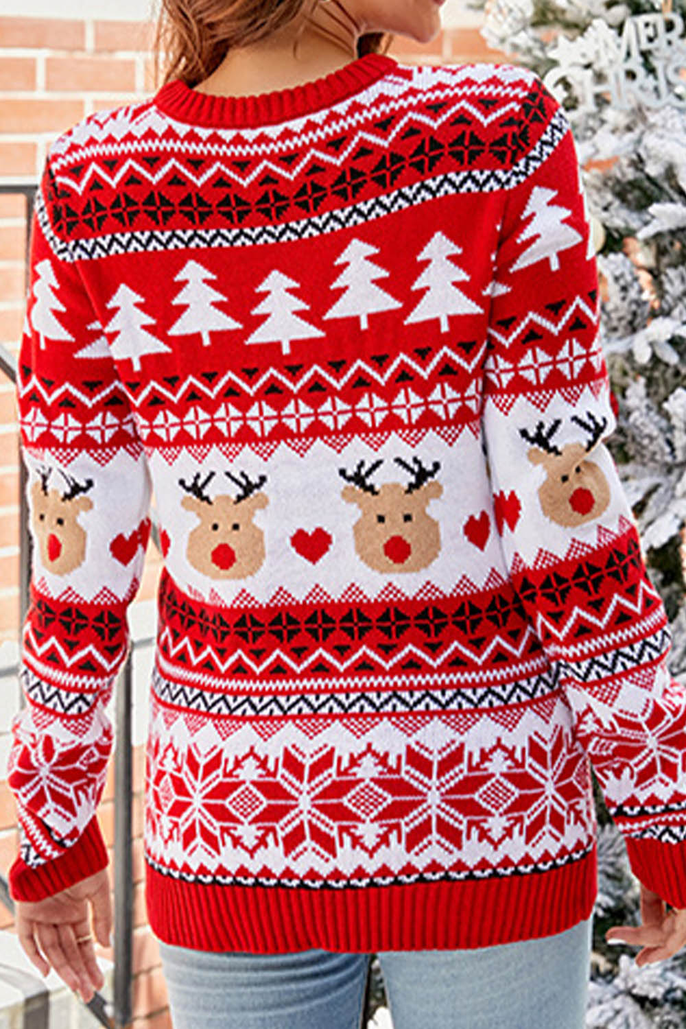 Reindeer Jacquard Casual Christmas Sweater