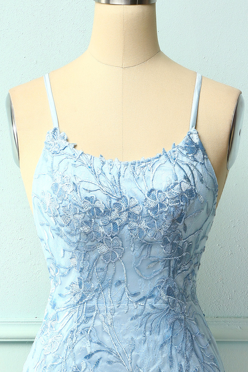 Light Blue Homecoming Dress Tight Hoco Dress with Appliques