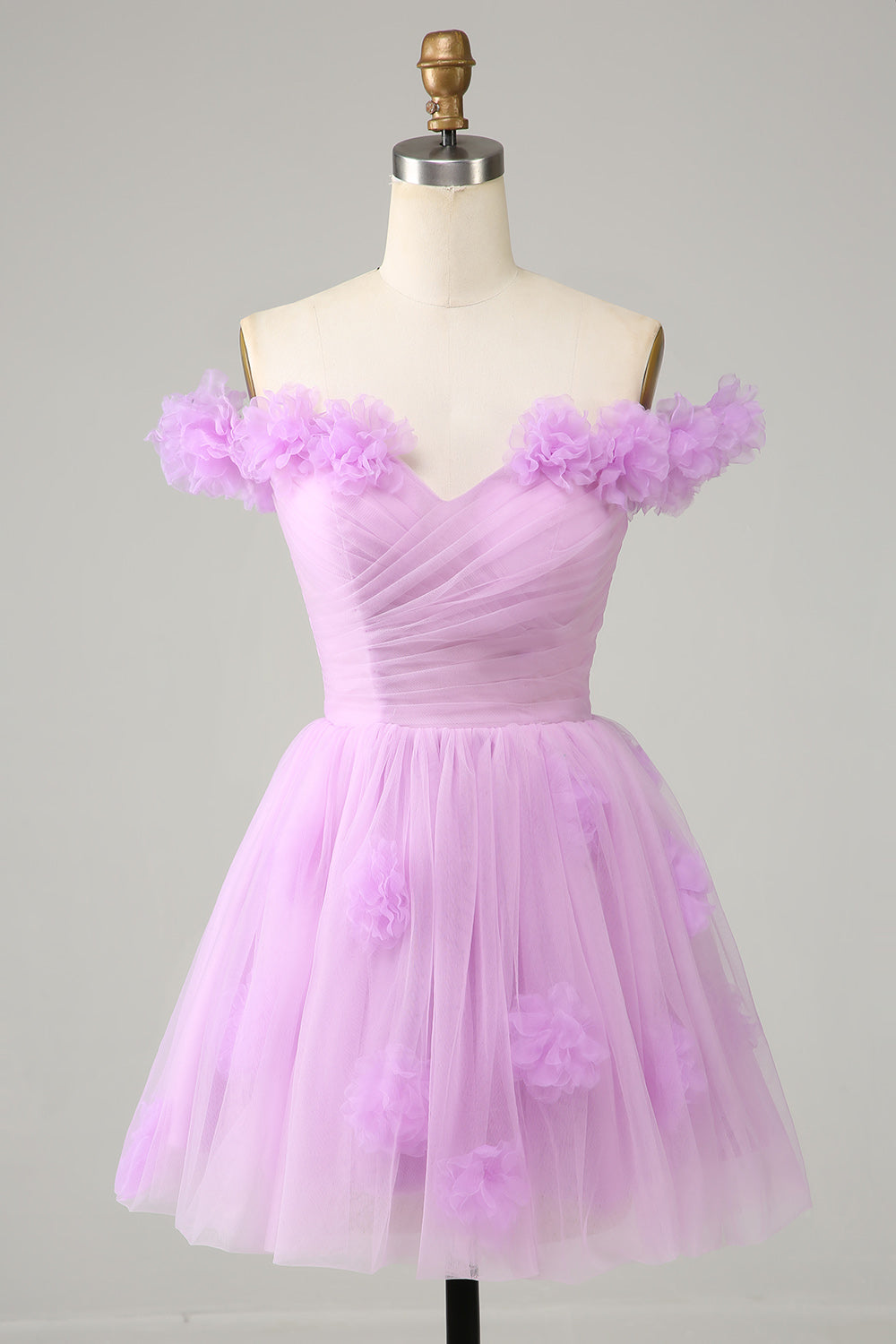 Pink Homecoming Dress Off the Shoulder Corset Prom Dress With Flowers