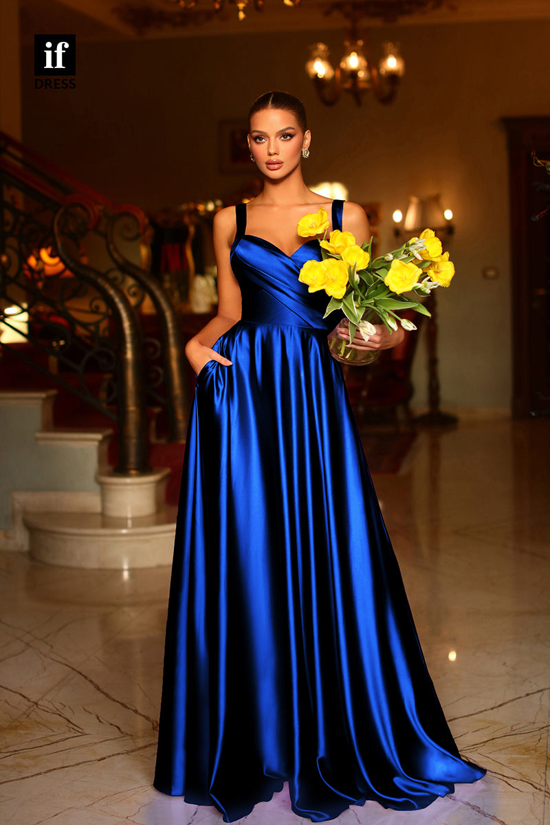 34738 - Modern A-Line V-Neck Ruched Sleeveless Prom Evening Formal Dress