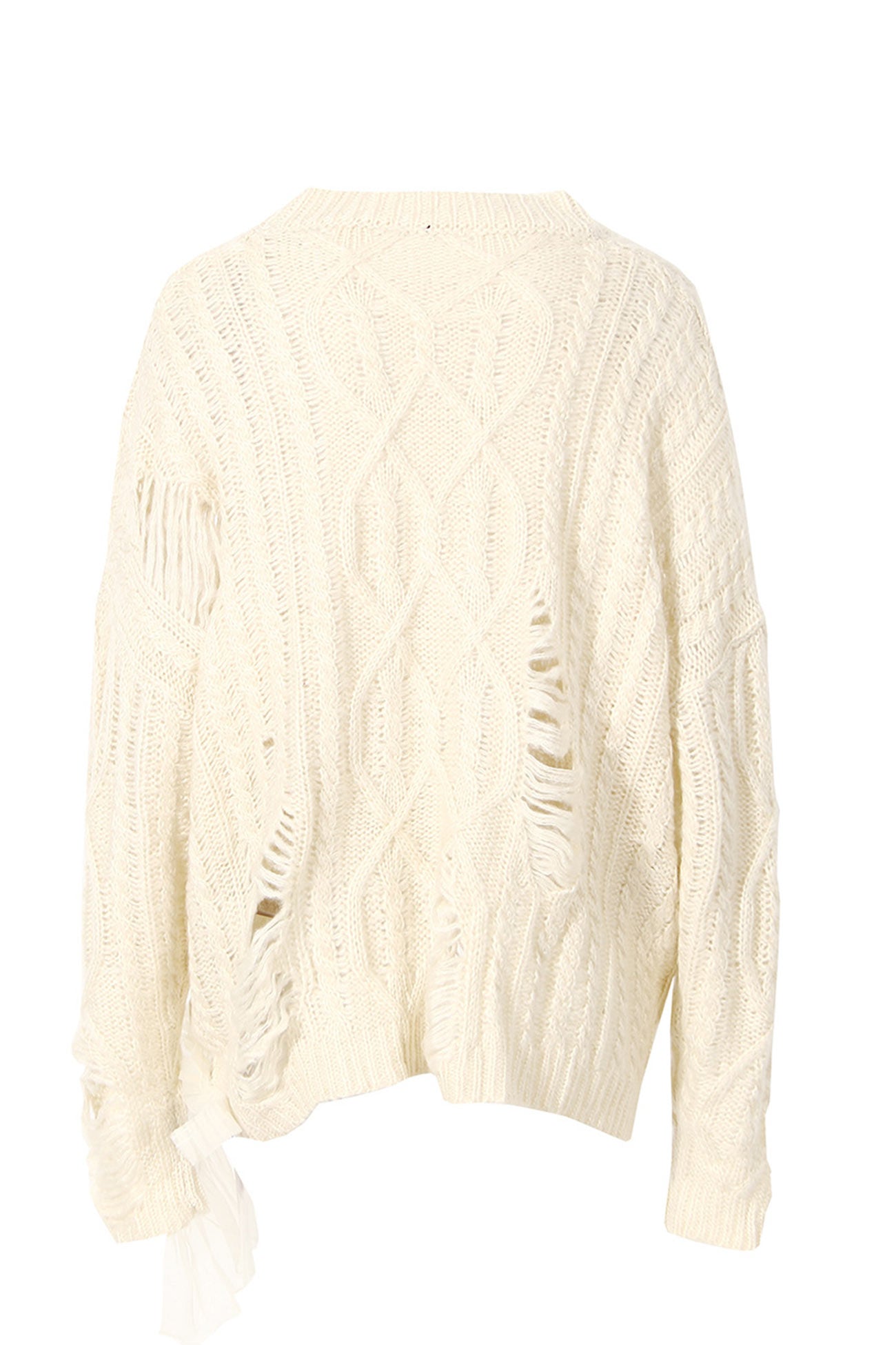 Beige Twist Ruffled Hole Sweater