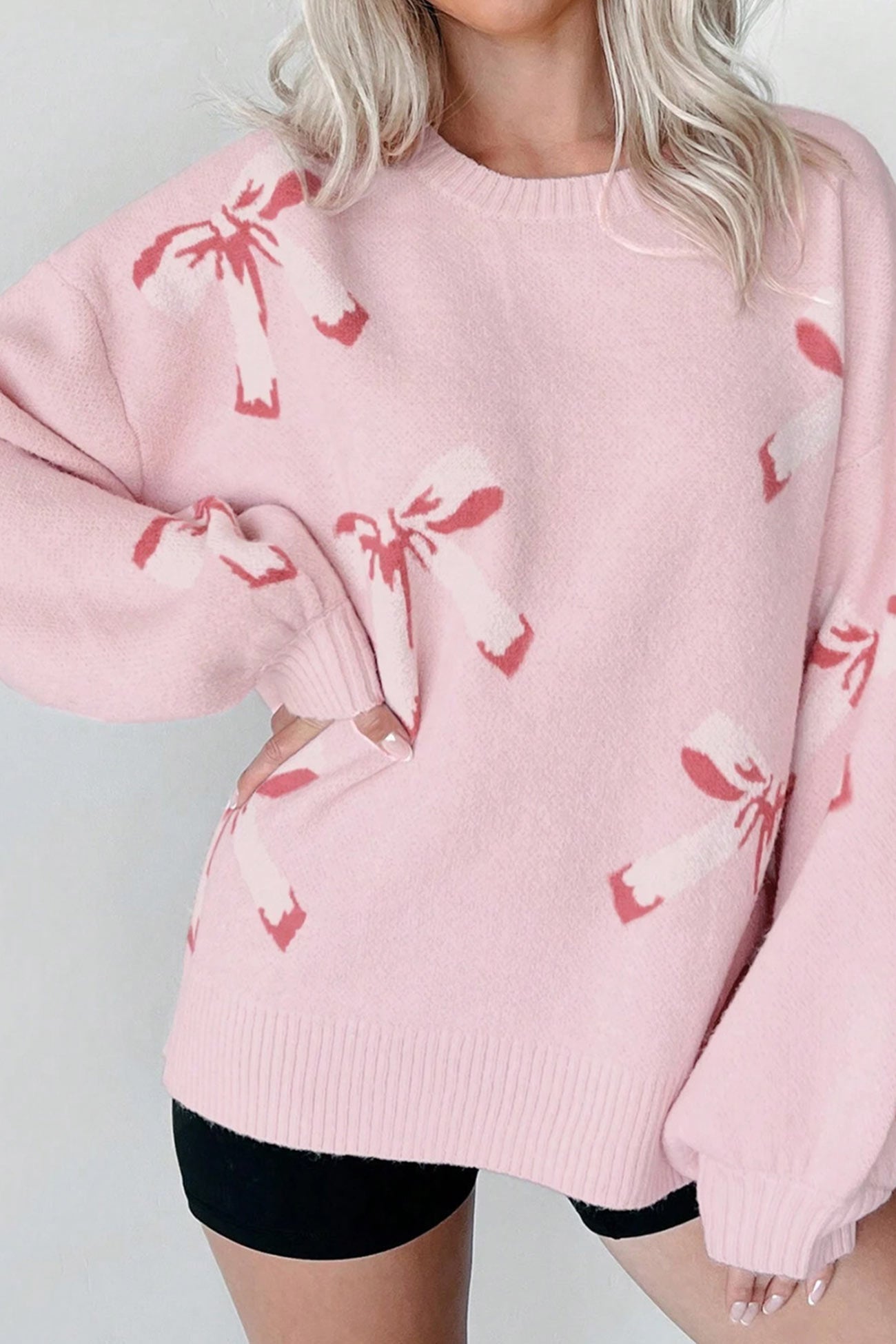 Bow-knot Jacquard Pullover Sweater