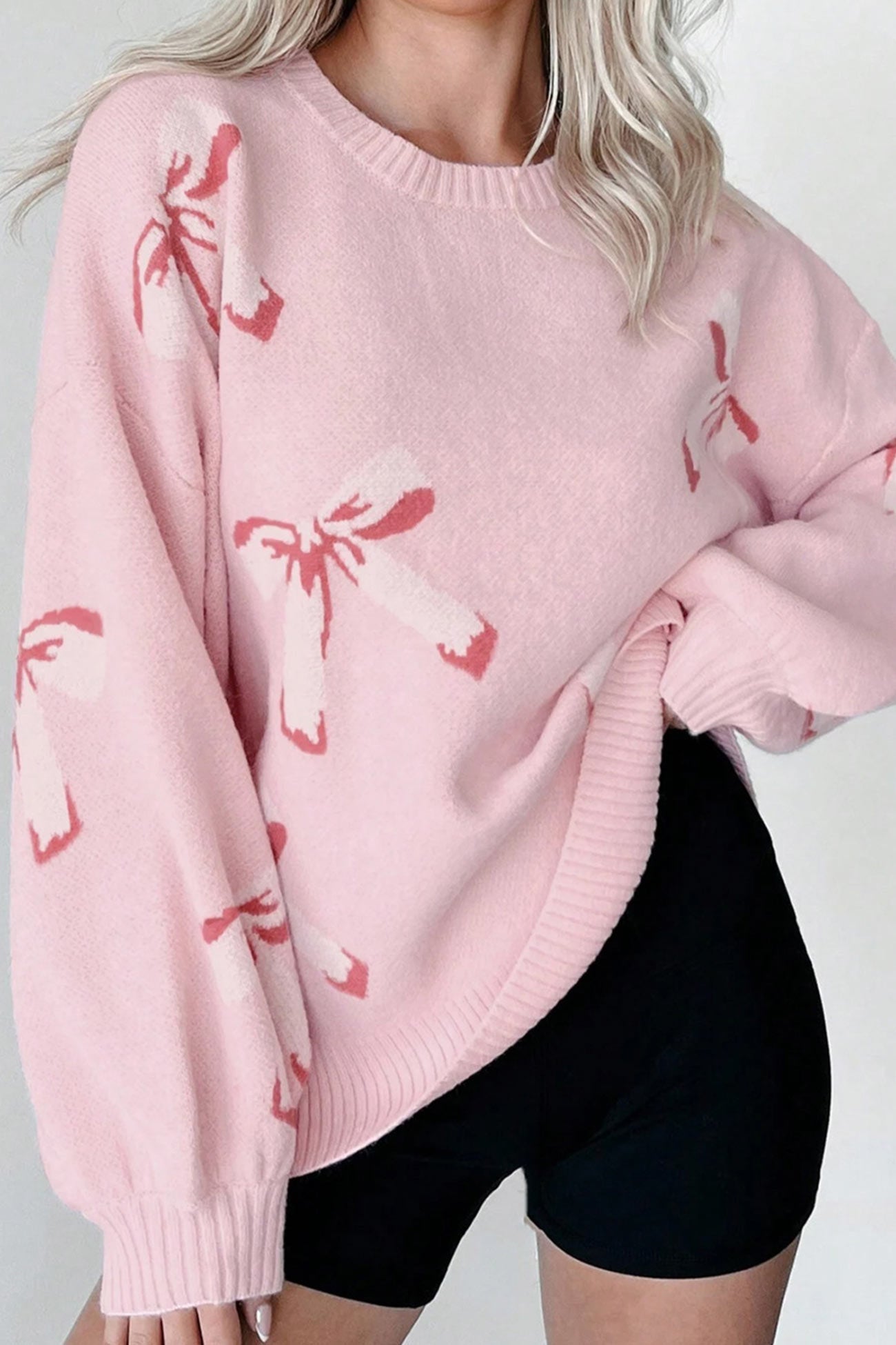 Bow-knot Jacquard Pullover Sweater