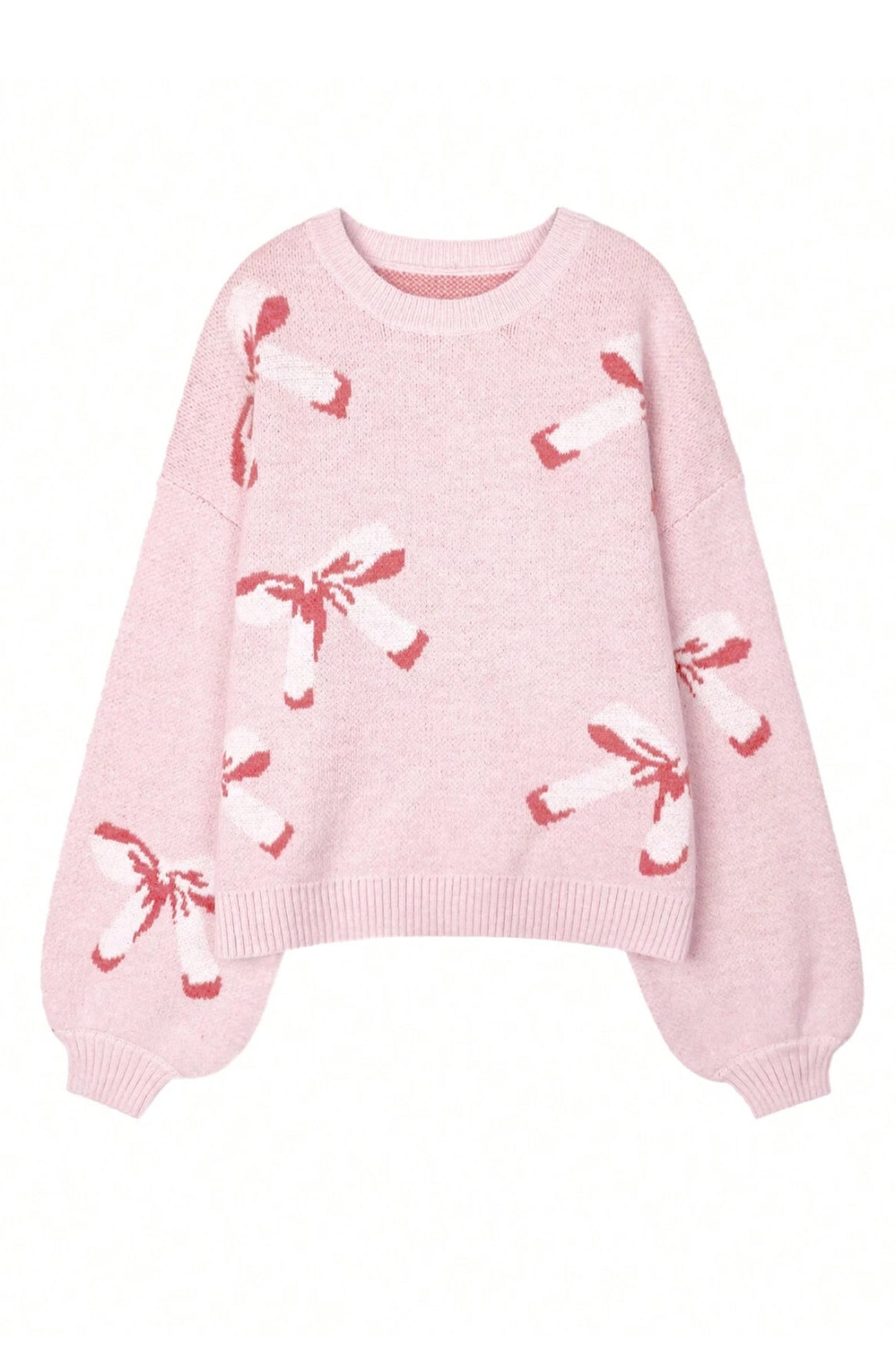 Bow-knot Jacquard Pullover Sweater