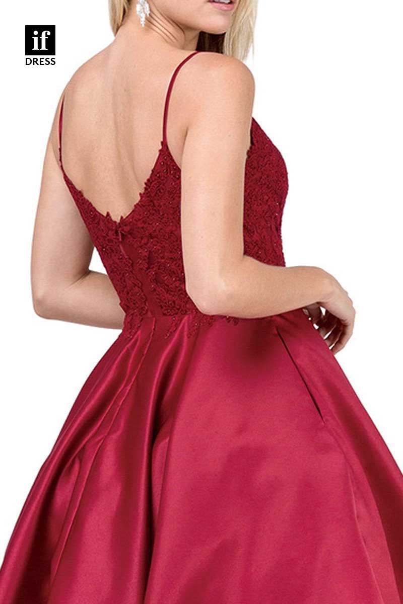 F1270 - Timeless Spaghetti Straps Appliques Cocktail Homecoming Dress