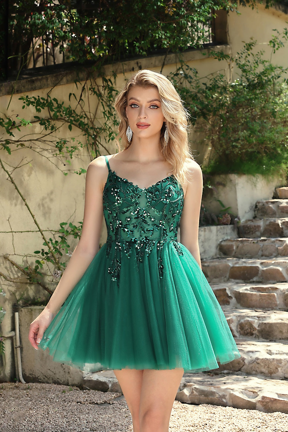 Spaghetti Straps Homecoming Dress Sequin A Line Tulle Short Prom Dress