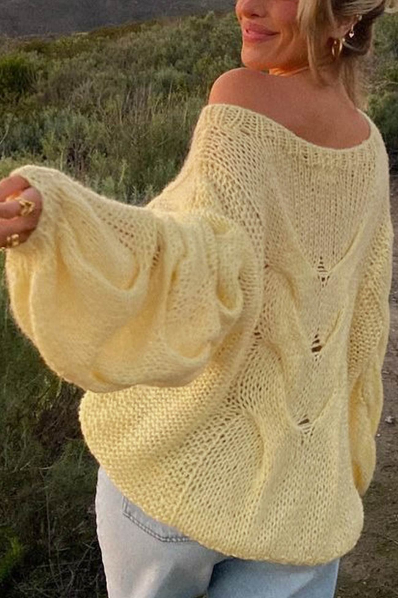 Cable Knit Hollow Out Pullover